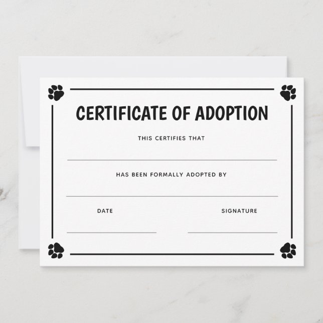 Certificado de adopción de Mascota de marco de imp (Anverso)