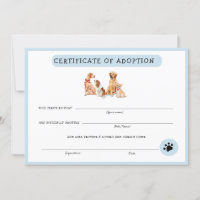 Certificado de adopción de porcino azul y blanco