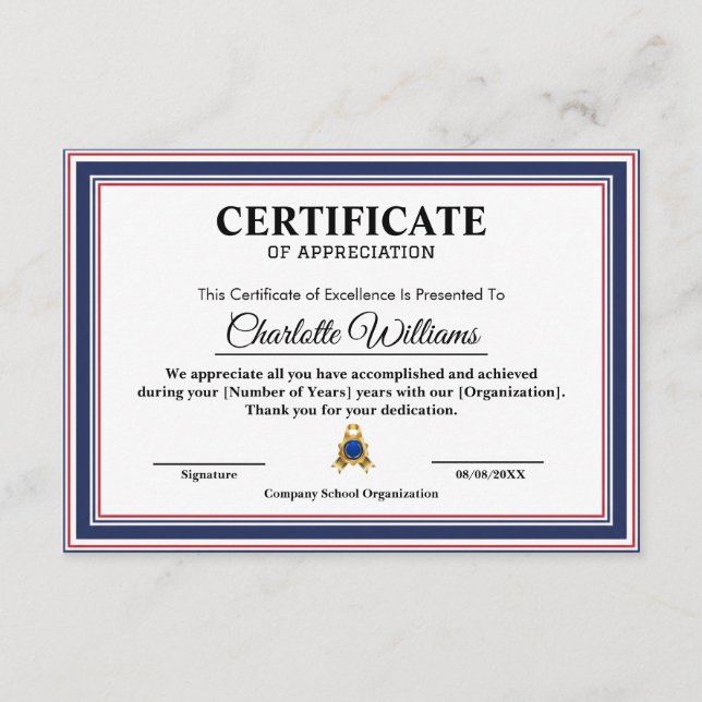 Certificado de Agradecimiento para Empleado Profes (Anverso)