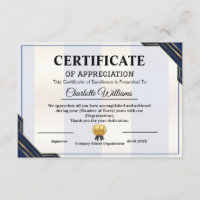 Certificado de Agradecimiento Premio Profesional