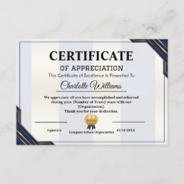 Certificado de Agradecimiento Premio Profesional