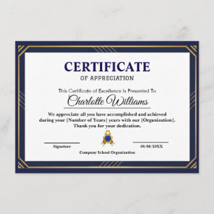 Certificado de Agradecimiento Profesional Arte de 