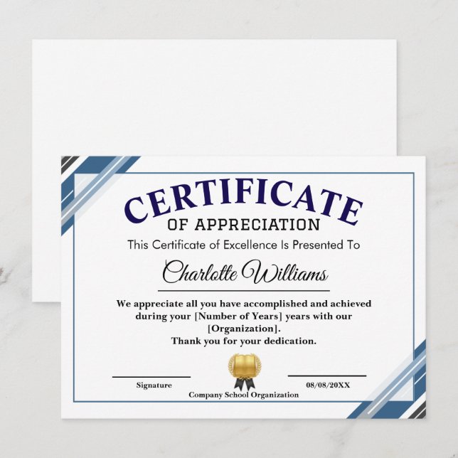 Certificado de Agradecimiento – Reconocimiento Pro (Anverso / Reverso)