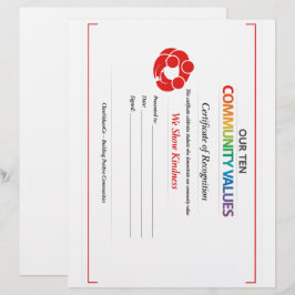 Certificado de Amabilidad Comunitaria Carta 8.5x11
