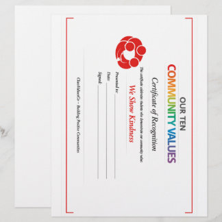 Certificado de Amabilidad Comunitaria Carta 8.5x11