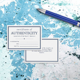 Certificado de Autenticidad Azul Marino Blanco