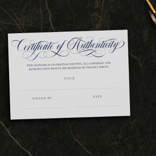 Certificado de autenticidad con remolinos gris y a