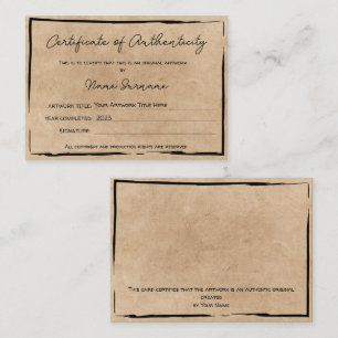 Certificado de autenticidad de la ilustración por
