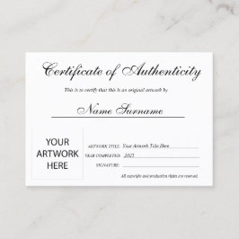 Certificado de autenticidad de la ilustración por 