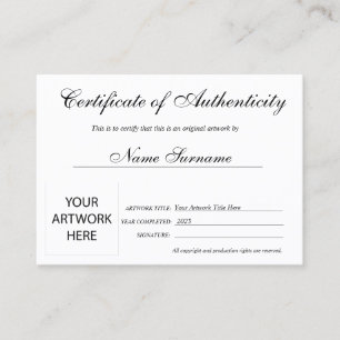 Certificado de autenticidad de la ilustración por