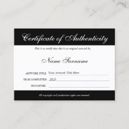 Certificado de autenticidad de la ilustración por 