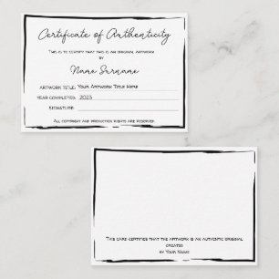 Certificado de autenticidad de la ilustración por