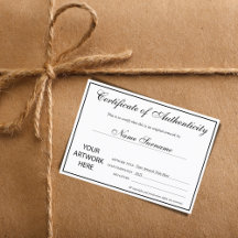 Certificado de autenticidad de la ilustración por 