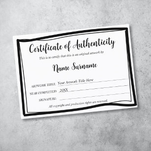 Certificado de autenticidad de la ilustración por