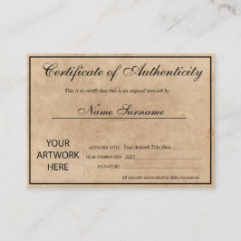 Certificado de autenticidad de la ilustración por 