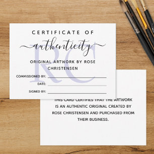 Certificado de autenticidad de monograma púrpura m
