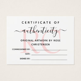 Certificado de autenticidad de monograma rosa de m