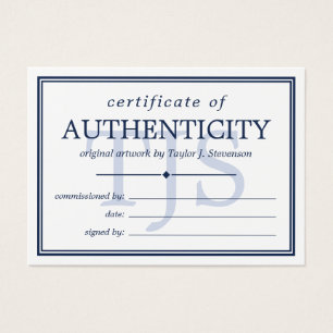 Certificado de autenticidad del monograma blanco d