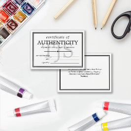 Certificado de autenticidad del monograma blanco n