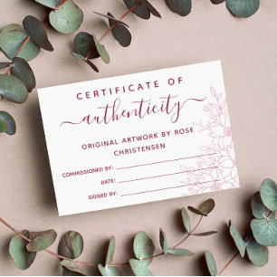 Certificado de autenticidad más grande de floral d