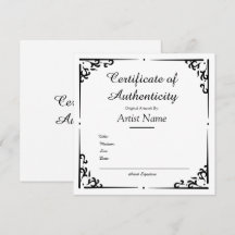 Certificado de autenticidad para el arte