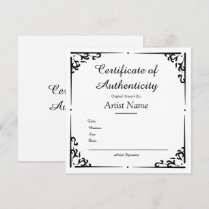 Certificado de autenticidad para el arte
