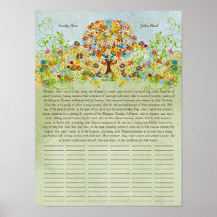 Certificado de Boda Cuáquero de impresión de árbol