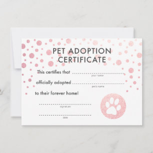 Certificado de cumpleaños de adopción de mascota
