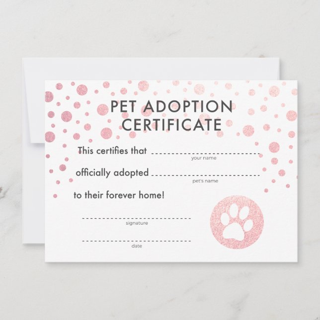 Certificado de cumpleaños de adopción de mascota (Anverso)