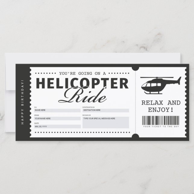 Certificado de cupón de regalo de Helicóptero (Anverso)