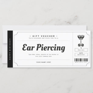 Certificado de cupón de regalo de Piercing de oído