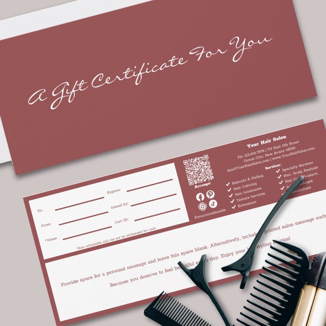 Certificado de entrega de notas personales de serv (Minimalist QR Code Services Personal Note Gift Certificate, Social Connection)