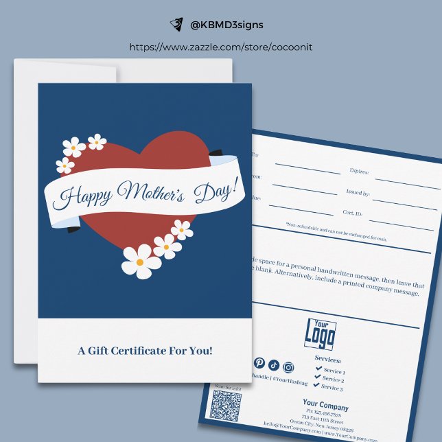 Certificado de entrega de pancartas del Día de la  (Heart Happy Mother's Day Banner Gift Certificate)