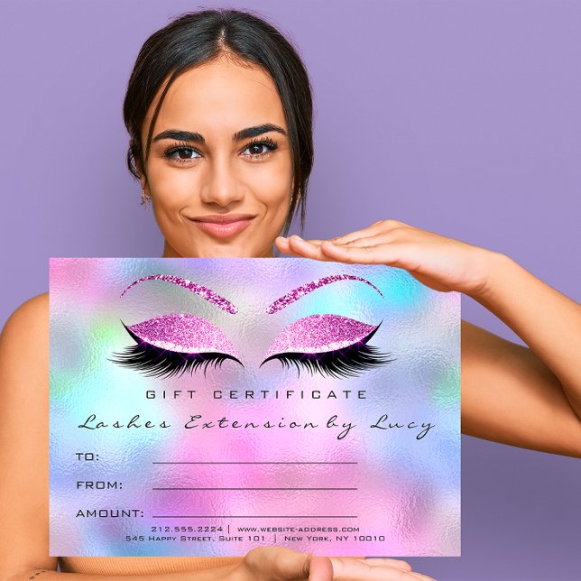 Certificado de extensión de latigazos Regalo rosa  (Lashes Extension Makeup Certificate Gift Blue Pink)