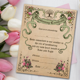 CERTIFICADO DE HANDFASTING WICCA - Póster de Perga