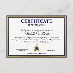 Certificado de Logro Ejecutivo Profesional Arte
