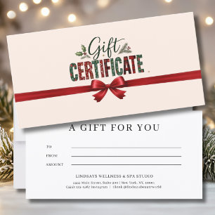Certificado de Negocio con Lazo Navideño Festivo e