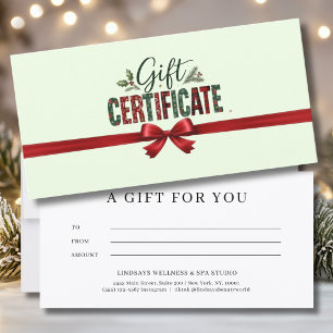 Certificado de Negocio con Lazo Navideño Festivo e
