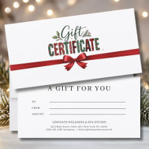 Certificado de Negocio con Lazo Navideño Festivo e