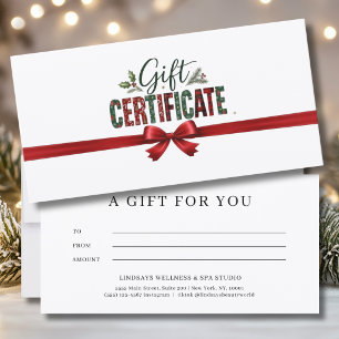 Certificado de Negocio con Lazo Navideño Festivo e