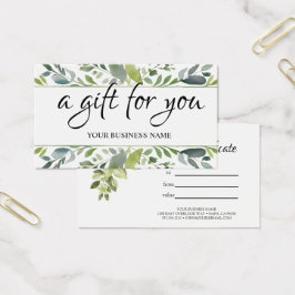 Certificado de obsequio de salon de follaje verde 