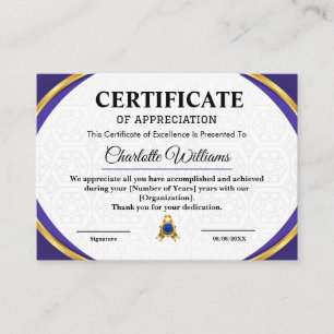 Certificado de Oro de Agradecimiento y Reconocimie