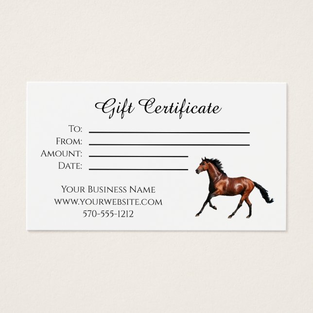 Certificado de regalo a caballo (Frente)