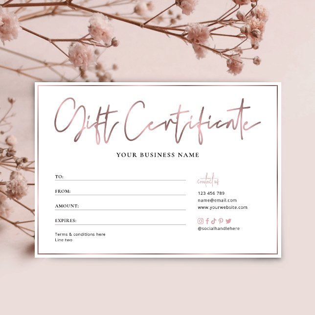 Certificado de regalo a la moda con el logotipo Ro (Subido por el creador)