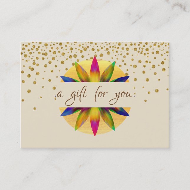 Certificado de regalo Acuarela Lotus Flor Yoga (Anverso)