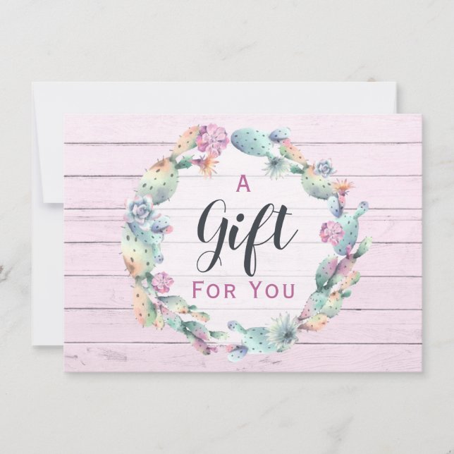 Certificado de Regalo Acuarela Suculenta Cactus Bo (Anverso)