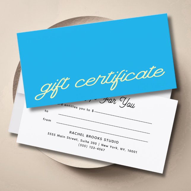 Certificado de regalo azul de escritura moderna (Modern Script Blue Gift Certificate)