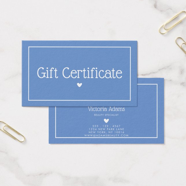 Certificado de regalo azul de flor de maíz mínimo  (Oficina)