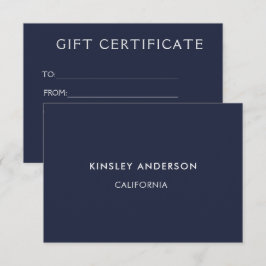 Certificado de regalo azul de la Marina de Lujo mi