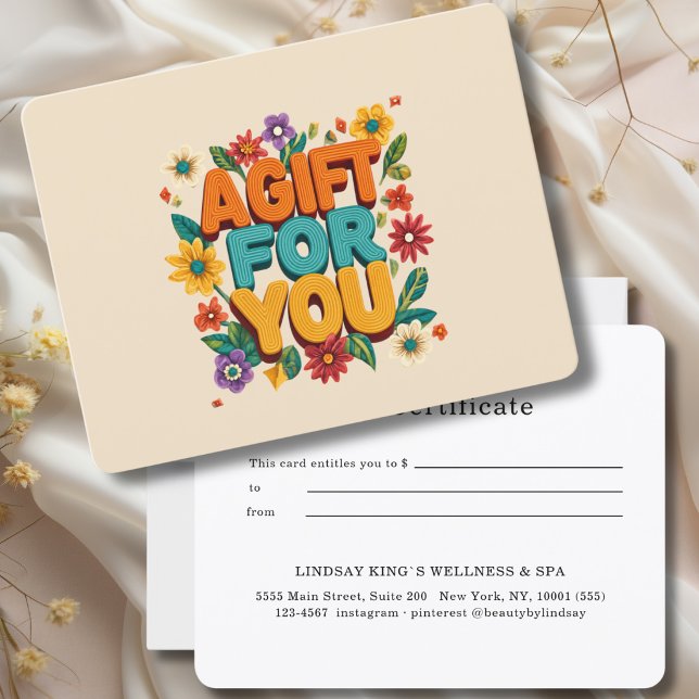 Certificado de regalo beige floral retro (Retro Floral Beige Gift Certificate)